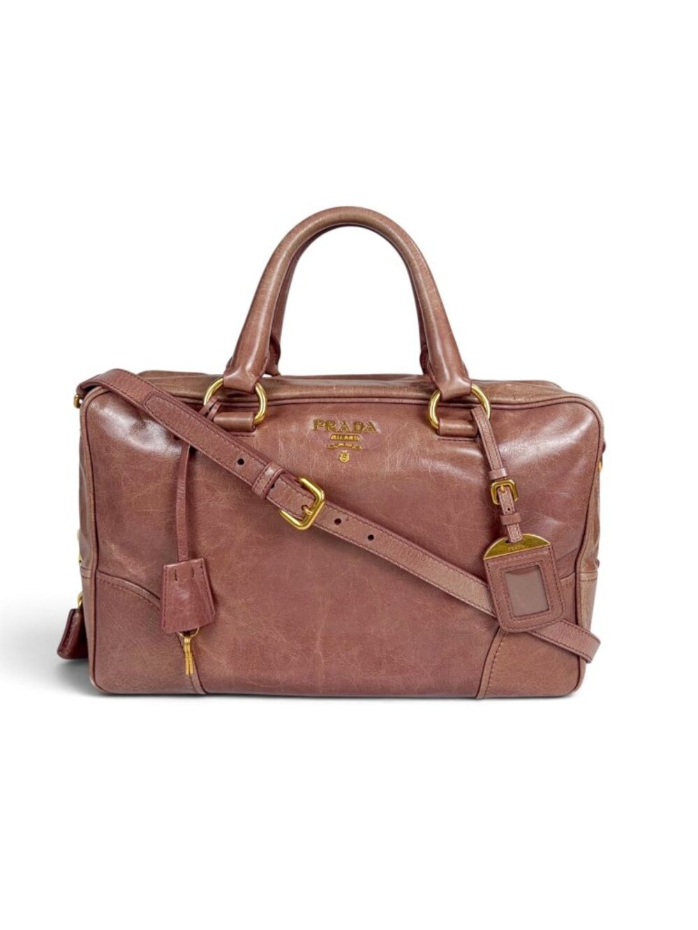 Prada Vitello Shine Leather 2-Way Mini Boston Bag